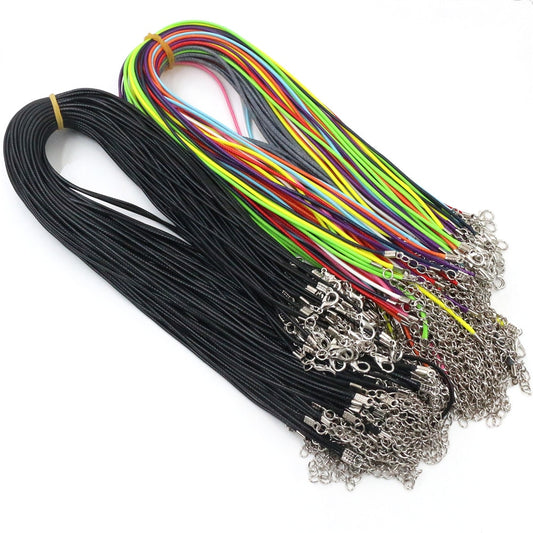 Handmade Leather 20pcs/Lot Adjustable Braided Rope Necklaces Pendant Charms Findings Lobster Clasp String Cord