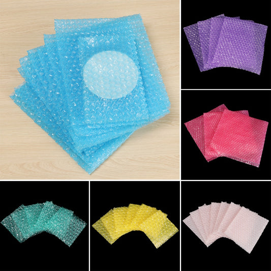 50Pcs Candy Color Plastic Protective Wrap PE Clear Bubble Bag Shockproof Double Film Cushioning Bag Envelope Foam Packing Bags