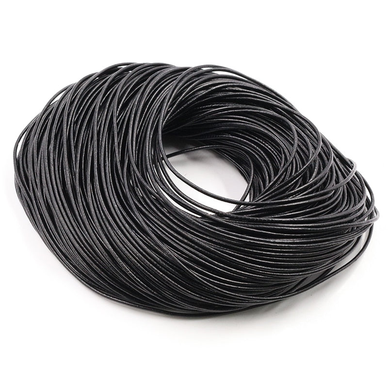 1.0/1.5/2/2.5/3/4/5mm 4 Color Genuine Cow Leather Round Thong Cord DIY Bracelet Findings Rope String For Jewelry Making