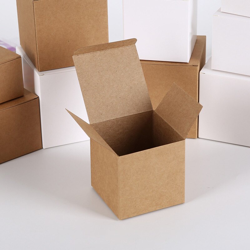 50Pcs Kraft Paper Box Square White Cardboard Box DIY Gift Box For Soap Cookies Jewelry Gift Packaging Candy Cookies Cake Baking