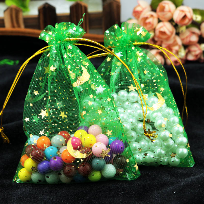 100pcs Moon & Star Bags Small Drawstring Gift Bag Charm Jewelry Packaging Bags Pouches