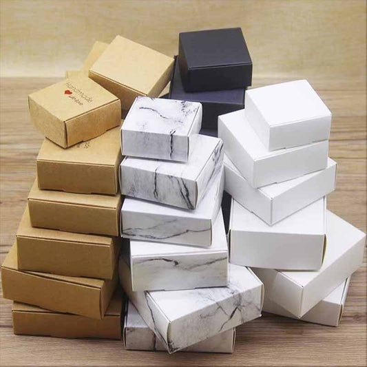 10pcs Kraft Paper Candy Box Cardboard Marbling Style Handmade DIY Favor And Gift Package Home Christmas Party Wedding Decoration