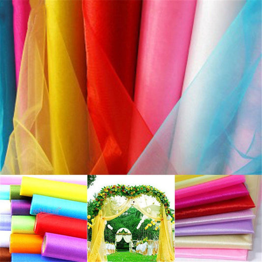 72cm x 10m Sheer Crystal Organza Roll Wedding Tulle Roll Fabric Birthday Party Backdrip Hanging Decoration Wedding Chair Sashes