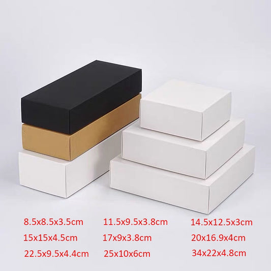 15Pcs Kraft Paper Packaging Cardboard Box 350gsm Brown Packing Box White Large Paper Gift Box Black Gift Jewelry Soap Candy box