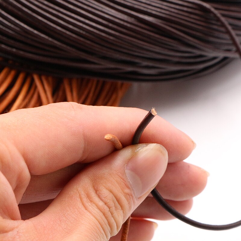 1.0/1.5/2/2.5/3/4/5mm 4 Color Genuine Cow Leather Round Thong Cord DIY Bracelet Findings Rope String For Jewelry Making