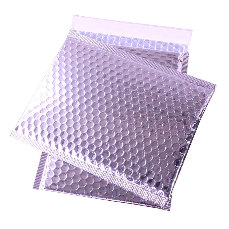 20/50Pcs Metallic Foil Bubble Mailers Aluminized Lined Mailing Bags Gift Packaged Padded Envelope Shipping Bag Laser Silver Wrap